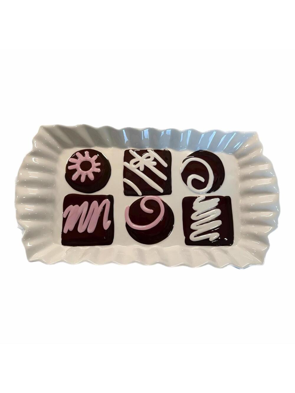 2007 Boston Warehouse Frosted Cupcake Themed Ceramic Rectangle Serving Tray